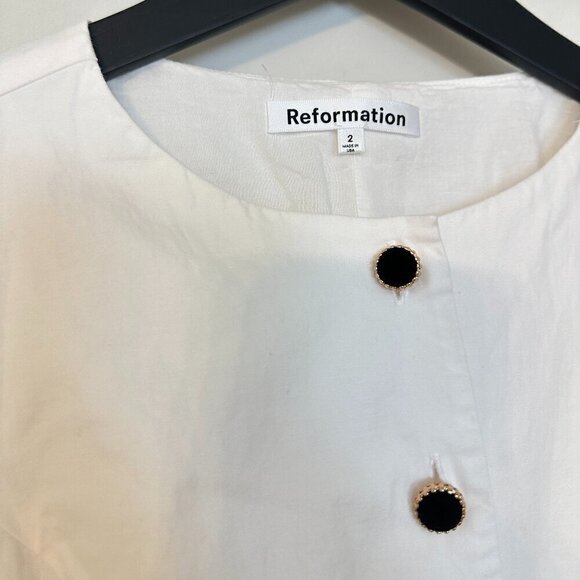 REFORMATION Lovisa Long Sleeve Stretch Organic Cotton Minidress White Size US 2 - Picture 4 of 8